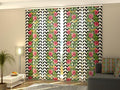 Set di 4 Tende a Pannello Foglie Tropicali e Fiori di Ibisco
