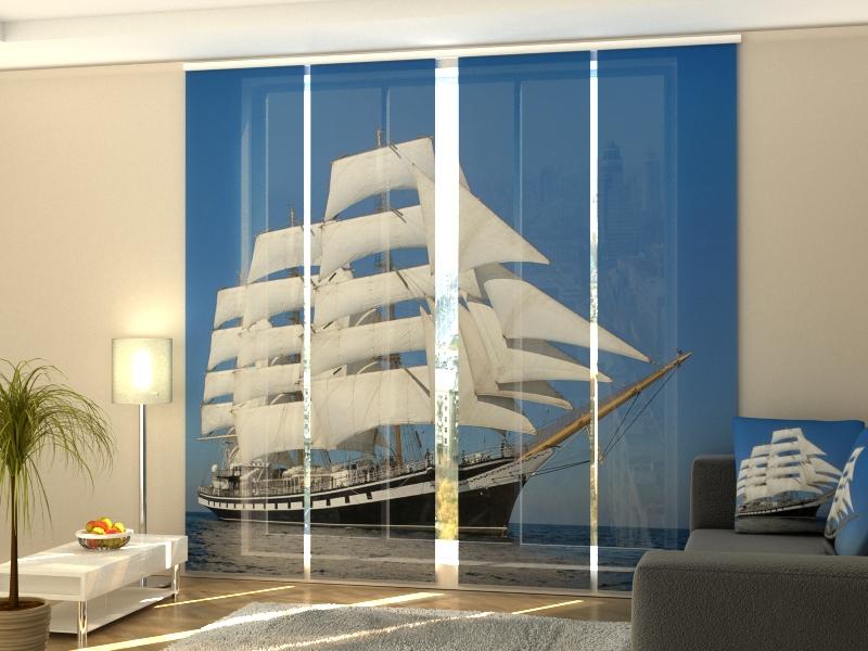Set di 4 Tende a Pannello Barca a Vela Bianca