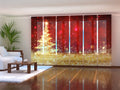 Set di 6 Tende a Pannello Albero di Natale Splendente Dorato