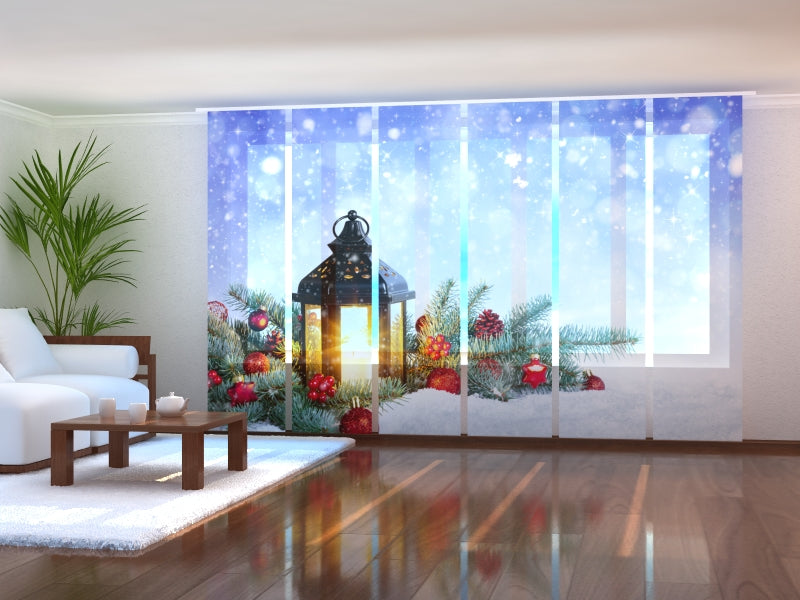Set di 6 Tende a Pannello Lanterna Magica di Natale sulla Neve