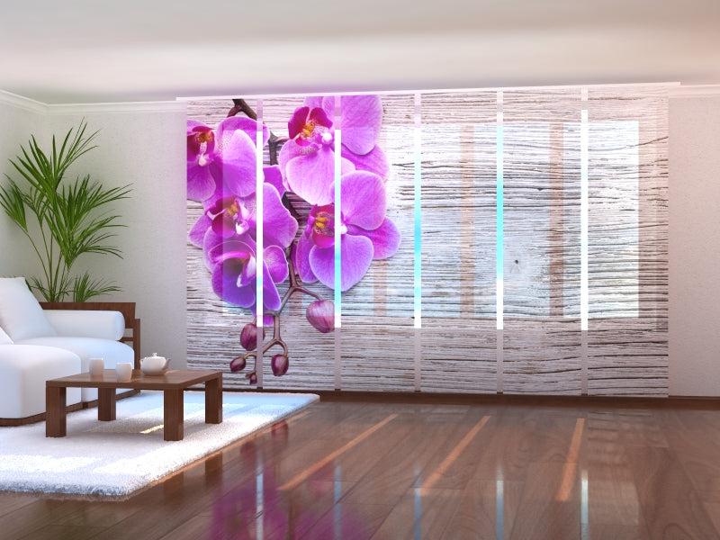 Set di 6 Tende a Pannello Orchidea e Legno 2