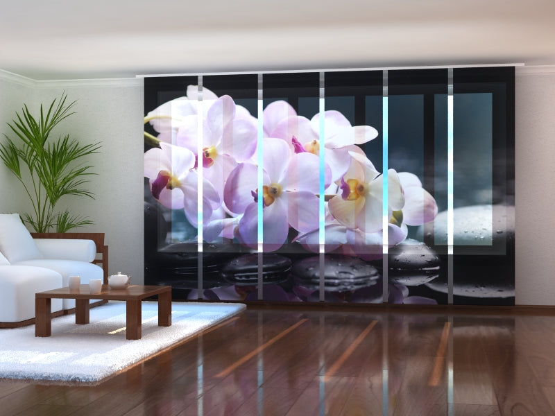 Set di 6 Tende a Pannello Orchidee su Pietre