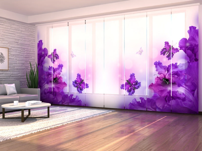 Set di 8 Tende a Pannello Farfalle Viola Magiche