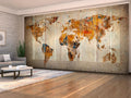 Set di 8 Tende a Pannello Mappa del Mondo Grunge