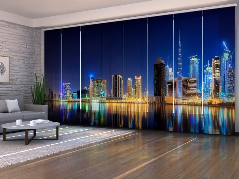 Set di 8 Tende a Pannello Veduta di Business Bay a Dubai