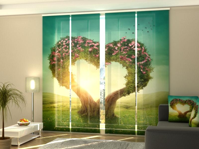 Set di 4 Tende a Pannello Albero a Cuore