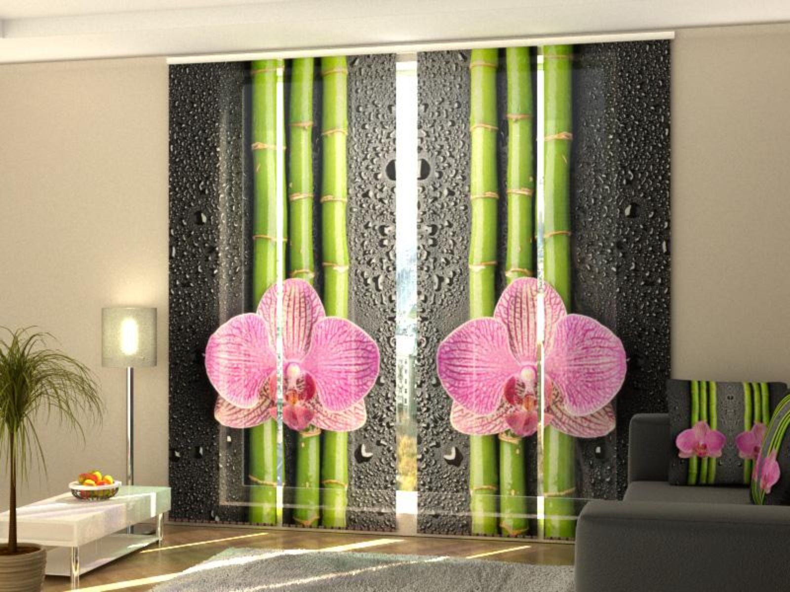 Set di 4 Tende a Pannello Orchidee e BambC9 2