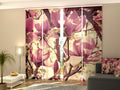 Set di 4 Tende a Pannello Magnolie Rosa