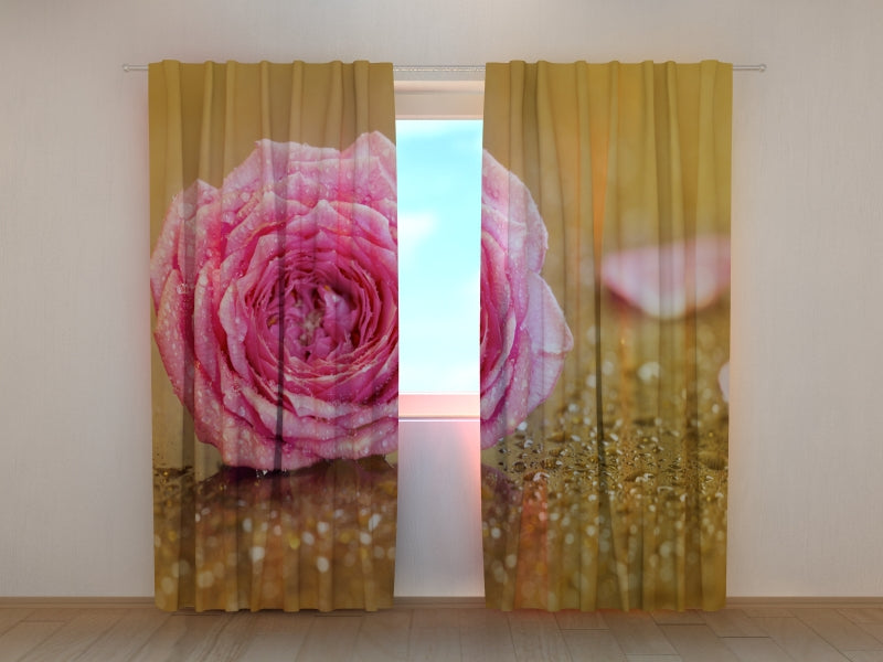 Foto Tende Fiore Rosa Rosa su Oro