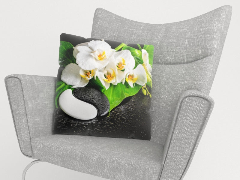 Federe per Cuscini Orchidee con Pietre e Yin Yang