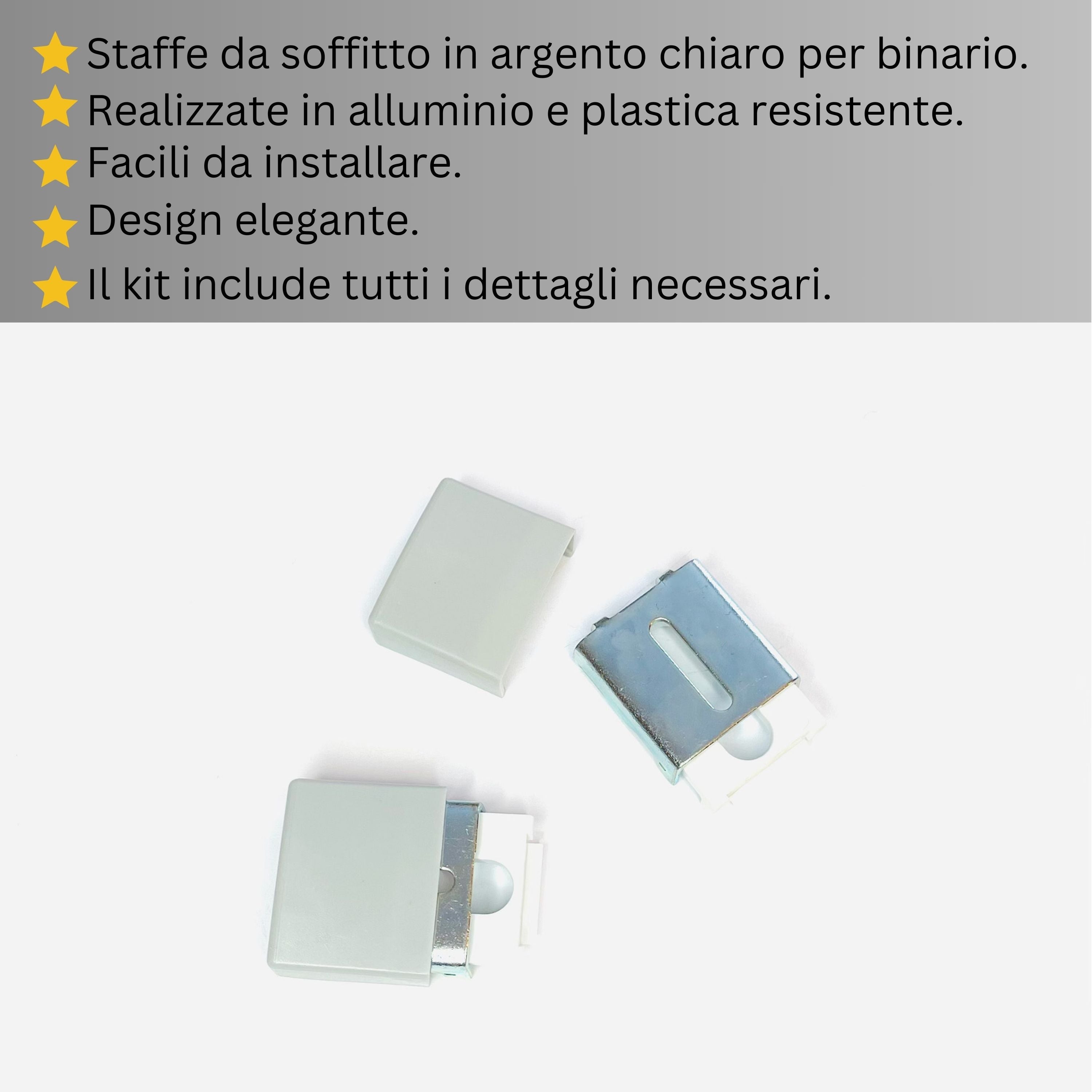 Binario per Tende, Singolo, color Argento, a Soffitto – Misure Personalizzate, Design Moderno e Funzionale