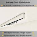 Binario per Tende, Singolo, color Argento, a Soffitto – Misure Personalizzate, Design Moderno e Funzionale