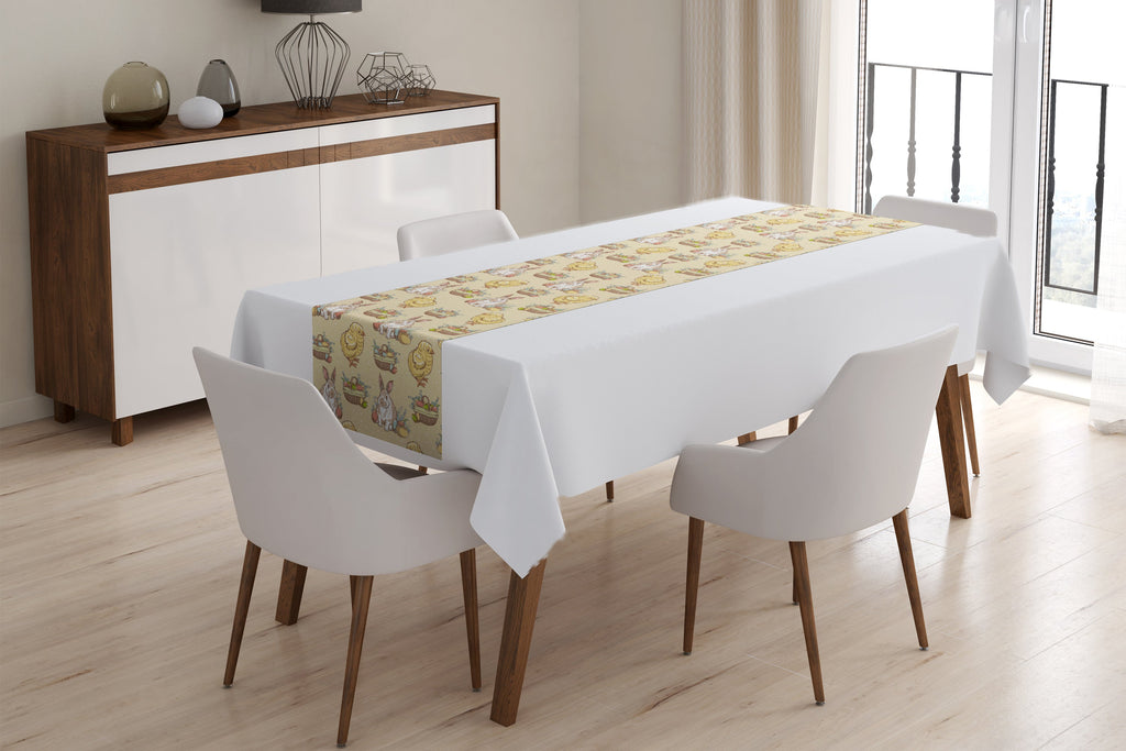 Tappeto Runner da Tavola Polli e Conigli di Pasqua