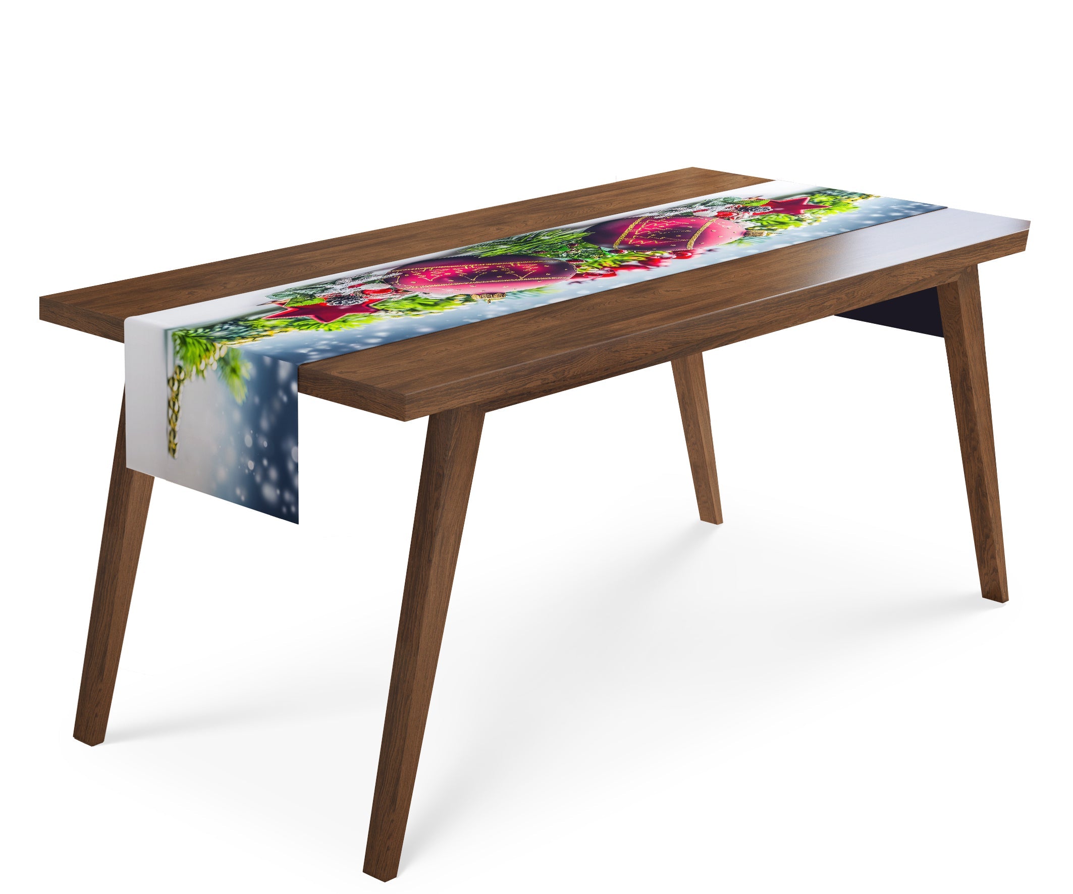 Tappeto Runner da Tavola Decorazioni Natalizie con Neve