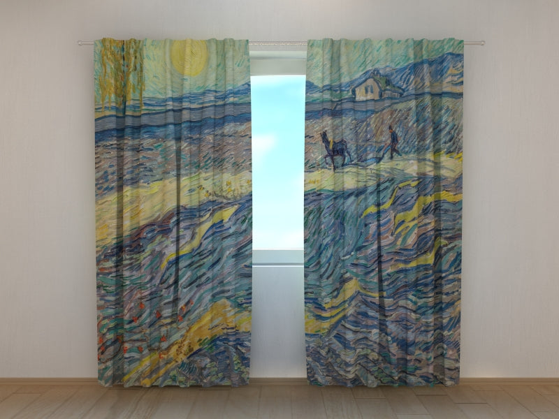Tenda Stampata Campo con Aratore e Mulino Vincent Van Gogh
