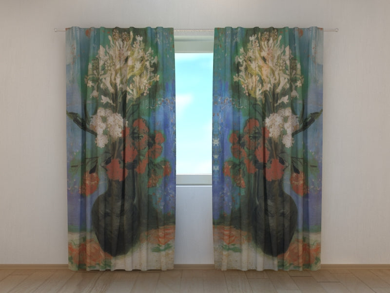 Tenda Stampata Vaso con Garofani e Altri Fiori Vincent Van Gogh