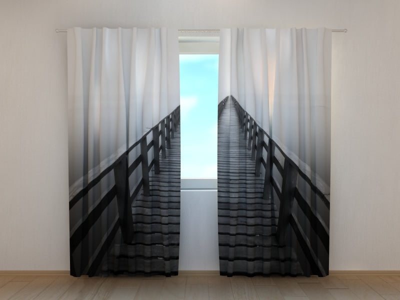 Foto Tende Percorso di Legno in Bianco e Nero